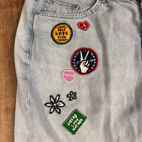 Divided Boyfriend Fit Patches Slim Low Jeans Sz 10 - Picture 5 of 15